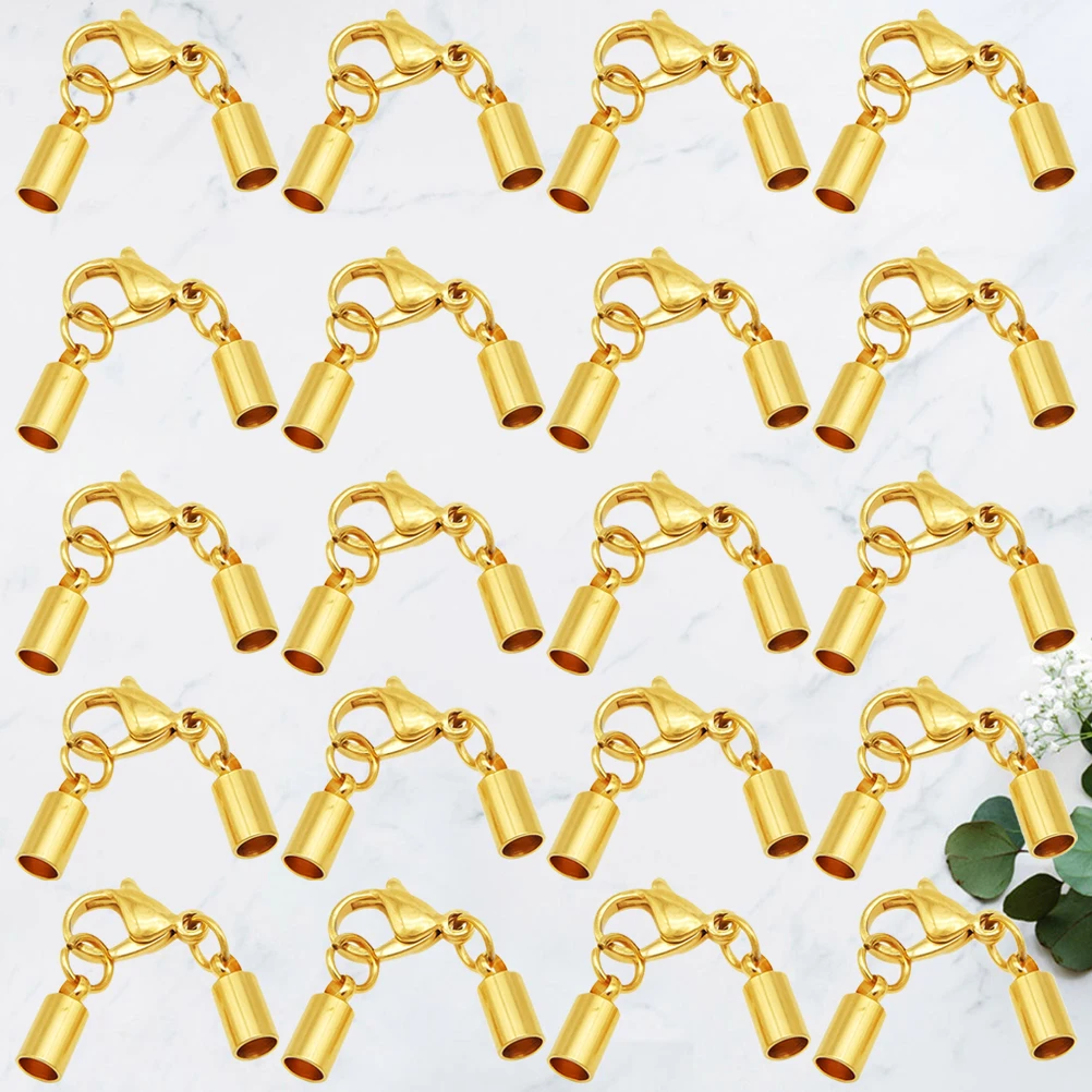 

20 PCS Cord Buckle Jewelry Necklace Fastener Lobster Clasp Stainless Steel