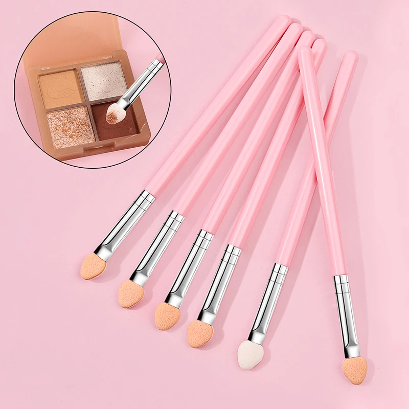 1/6Pcs Portable Eyebrow Sponge Makeup Sponge Brush Stick Eye Shadow Nose Shadow Lip Applicator Brush Cosmetic Beauty Makeup Tool