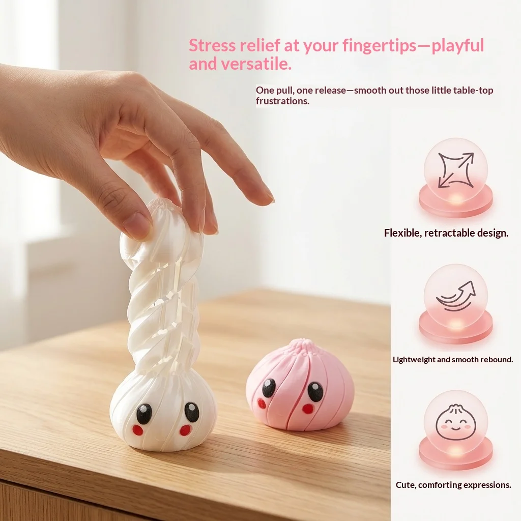 Cute movable eyes stretchable bun stress relief good spiral twist deformation sensory desktop ornament novelty for adults