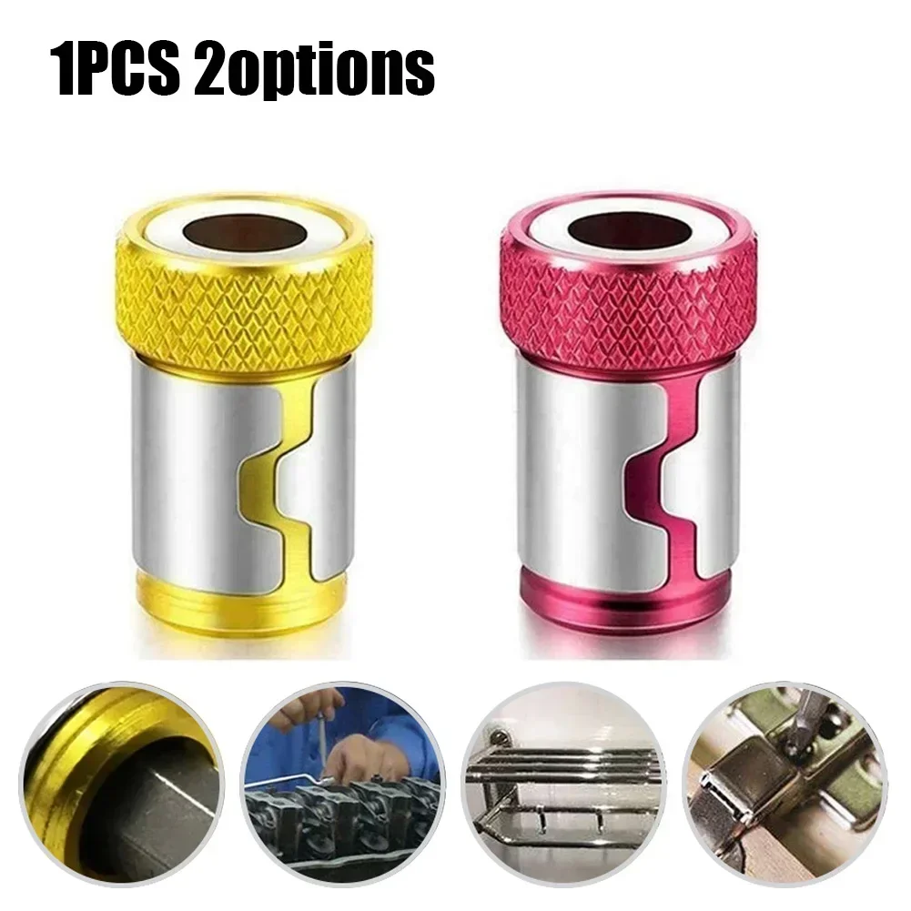Magnetic Steel Sleeve for Electric Screwdriver Bit Anti Fall Design Small and Portable Reliable Material (Red/Gold)