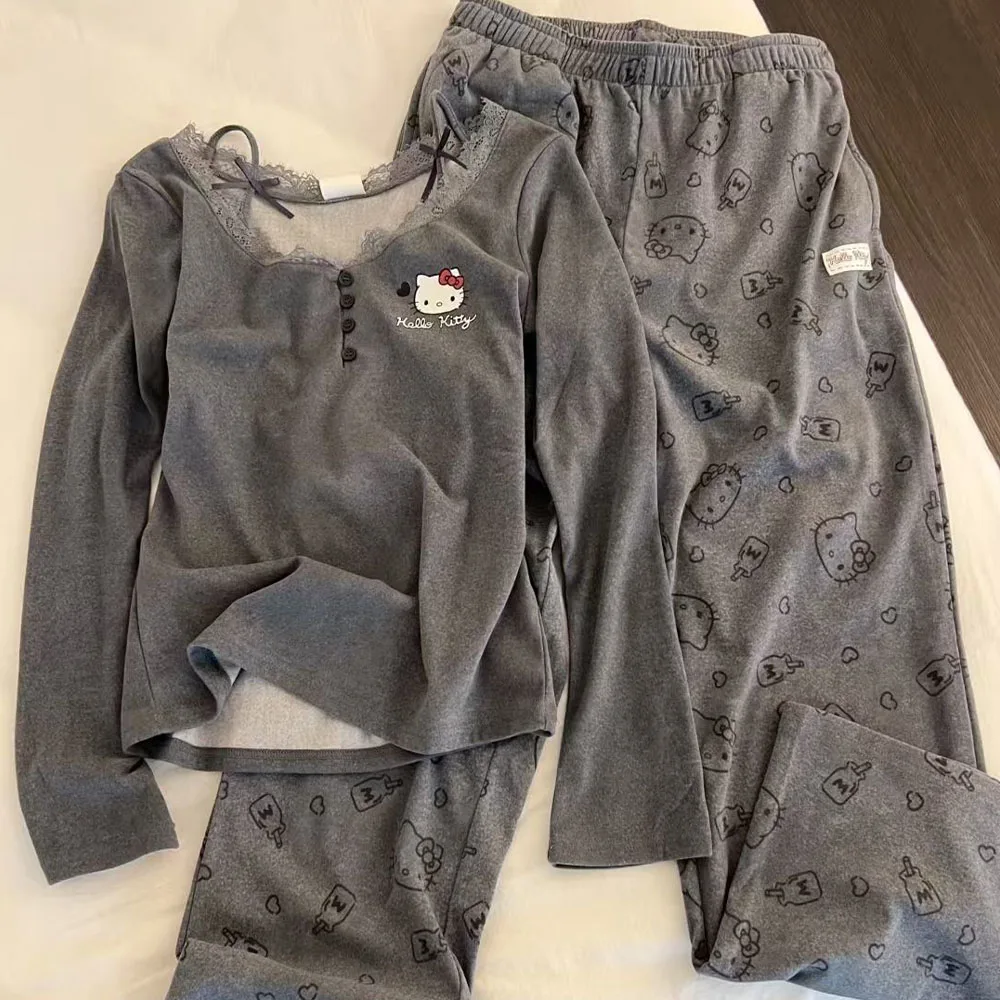 conjunto-de-pijamas-kawaii-hello-kitty-2-pecas-roupas-de-noite-para-mulheres-estilo-cartoon-sanrio-anime-com-renda-lateral-quente-e-confortavel