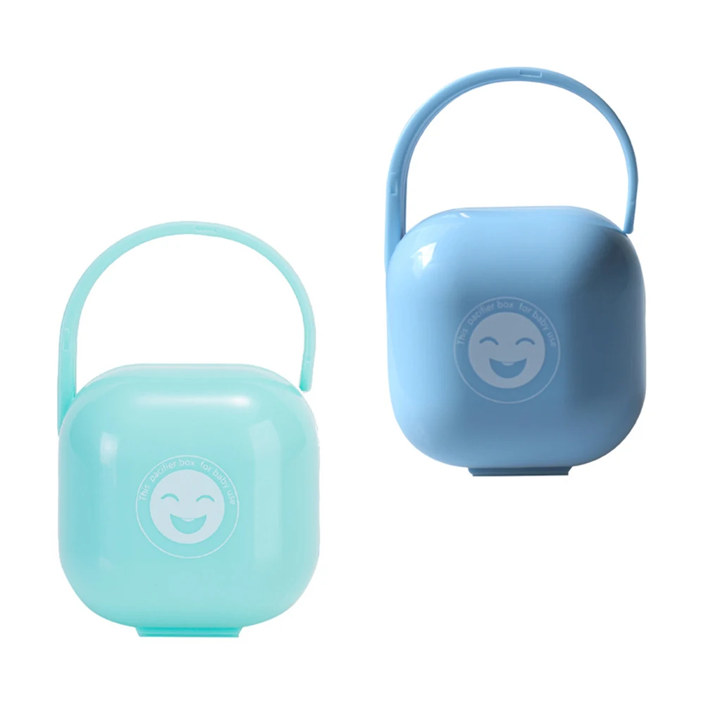 

2pcs Storage Box Baby Pacifier Case Durable Pp Material Smooth Edge Portable Handle For Infant Pacifier Holder Container
