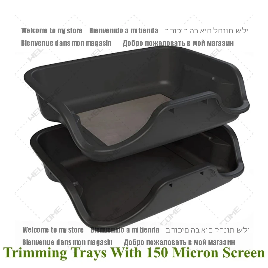 

2 PCS Black Plastic Trimming Tray Set with 150 Micron Screen Mesh Pollen Sieve Sifter Screen Trim Tray Bin for Buds Herbs