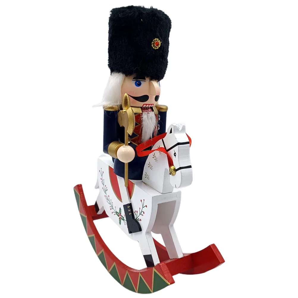 

Christmas Rocking Horse Nutcracker Wooden Soldier Handpainted Nutcracker Ornament Holiday Decor Tabletop Decoration