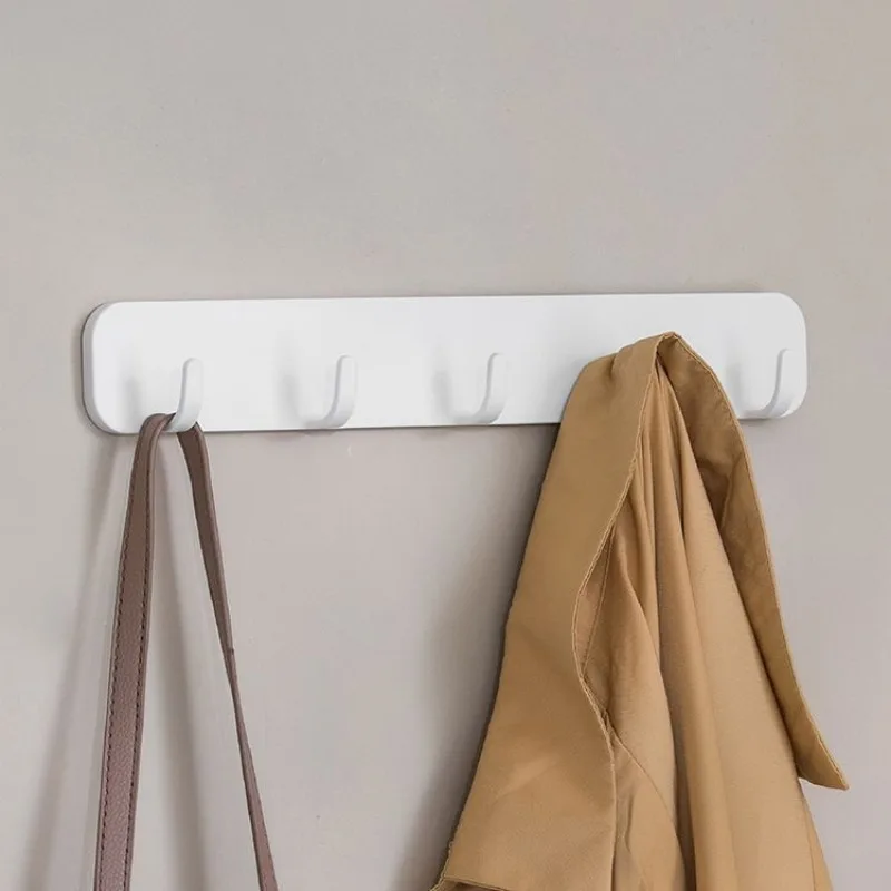 Perforation-Free Wall Mount 5 Hook Strong Adhesive Behind Door Kitchen & Bathroom Wall Hanger for Coats, Keys, and More