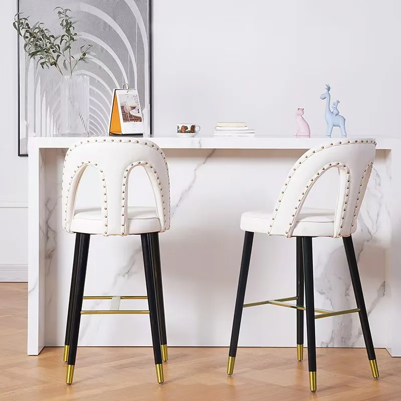 

About Luxury-inspired designer island bar stool with backrest Nordic-style solid wood high stool for wine reception