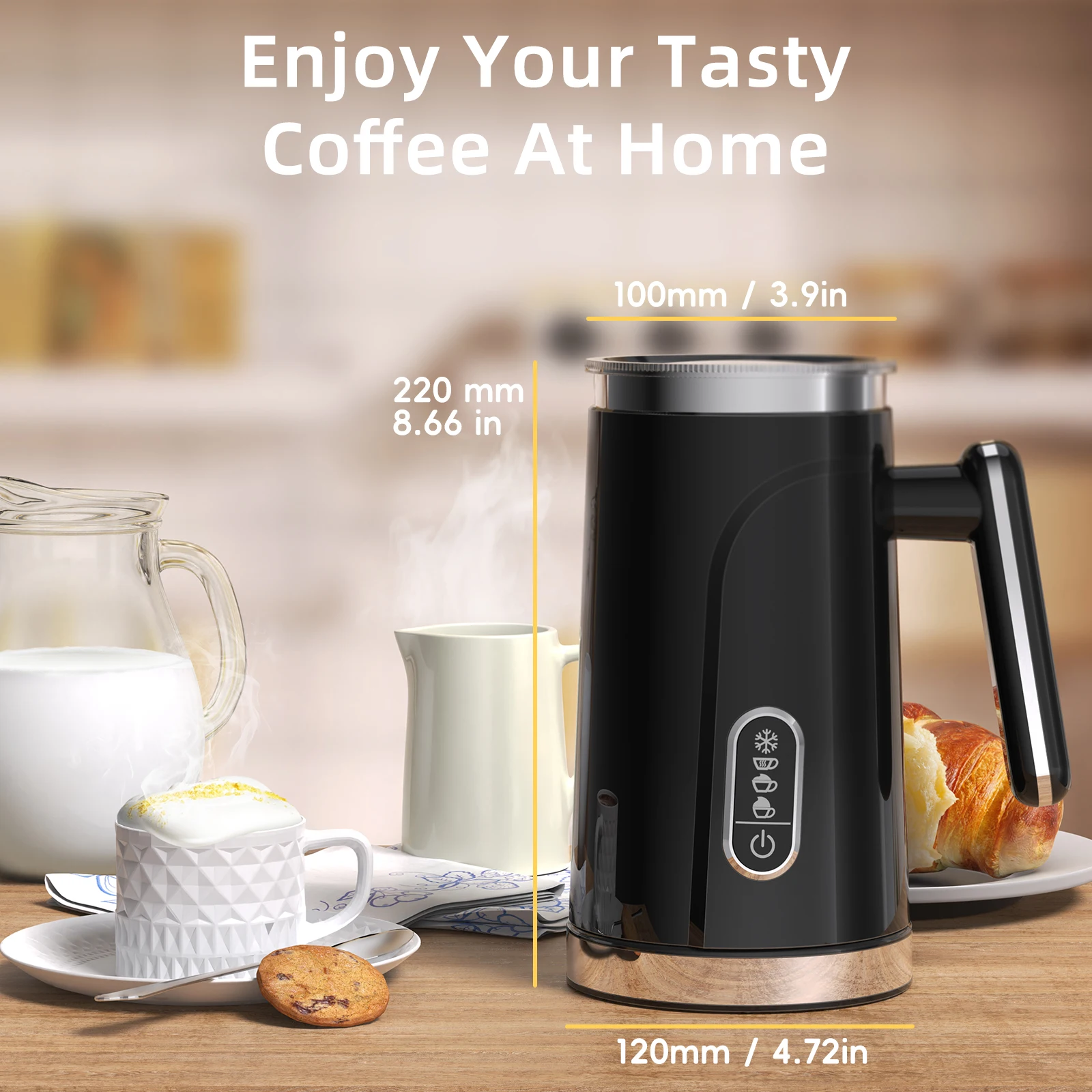 4 In 1 Automatische Warme En Koude Melkopwarmer Voor Latte, Schuimmaker, Warme Chocolaatjes, Cappuccino, Biolomix