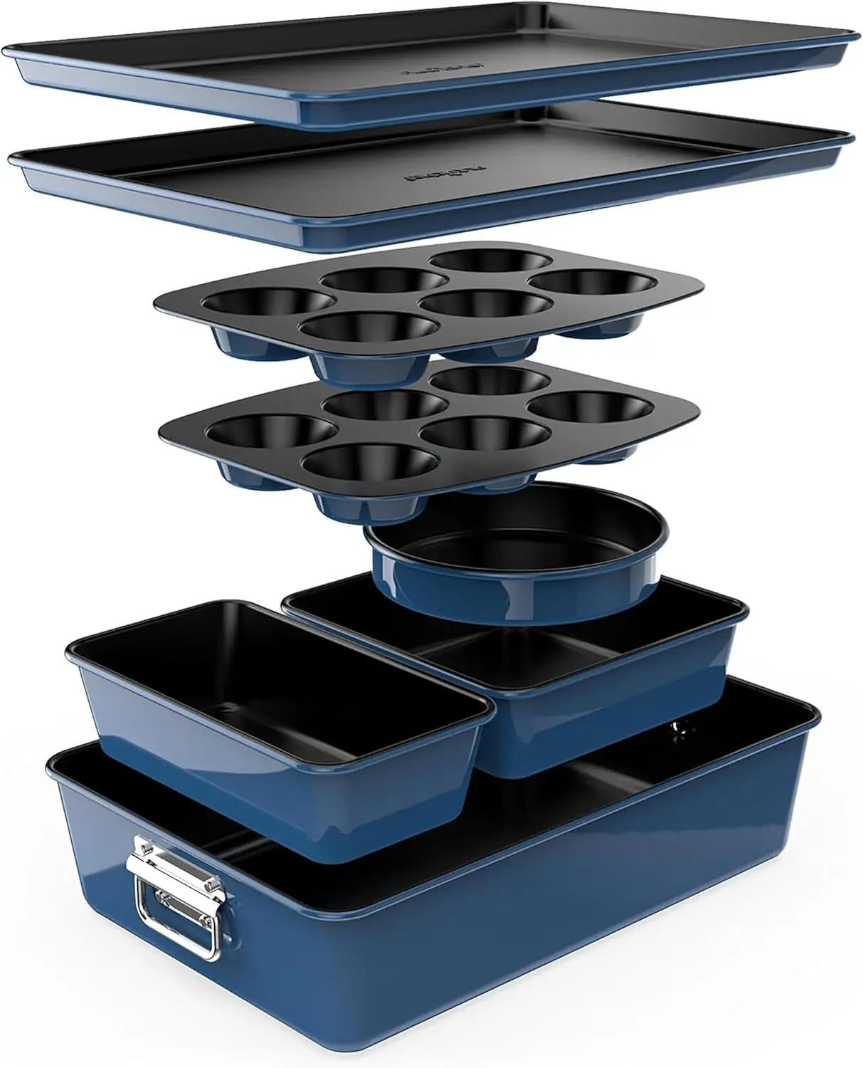 

8-Piece Nonstick Bakeware Set, Stackable, PFOA/PFOS/PTFE-Free, Oven Safe to 450°F for Cakes, Muffins & More