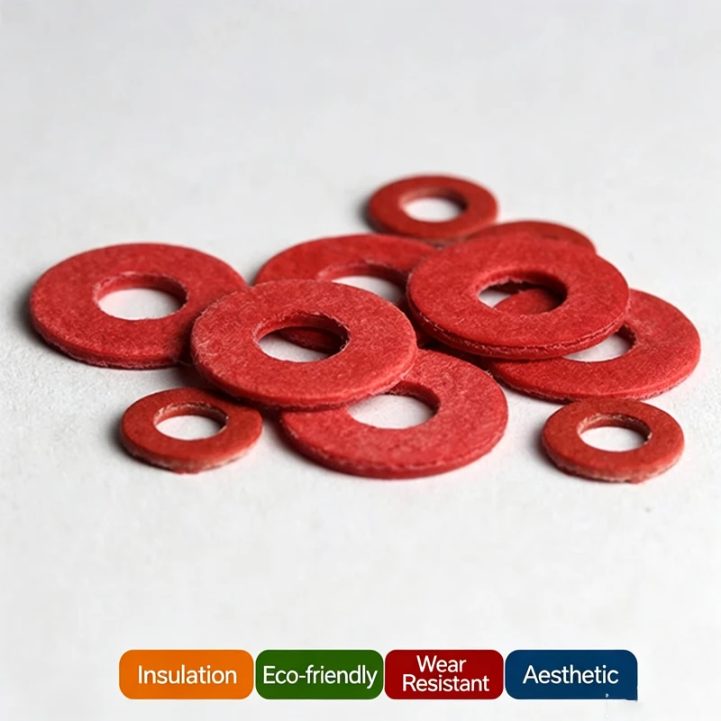 Red Vulcanized Fiber Insulating Flat Washers, Fast Bar Paper Red Shim Gaskets M4 M5 M6 M8 Household Electrical Isolation Hardwar