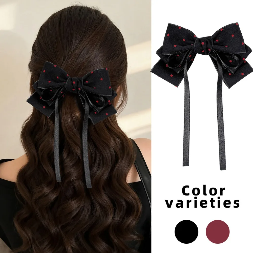 

Beautiful Polka Dot Bow Hair Clips Handmade Ribbon Bow Duckbill Clip Women's Hair Accessories