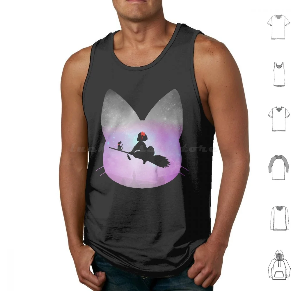 Delivery Service Tank Tops Vest Sleeveless Cat Witch Anime Sleeve Fantasy Japan Silhouette