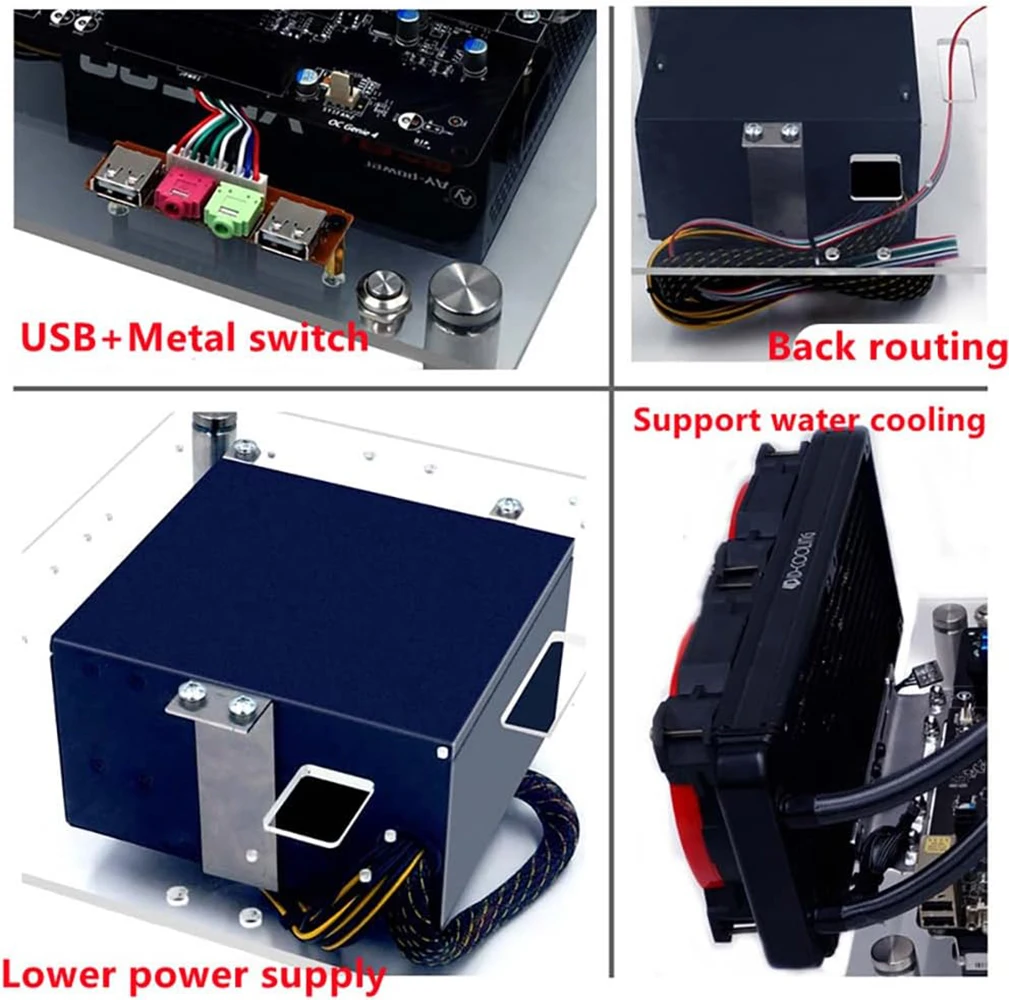 Imagem -05 - Banco de Teste Caixa Aberta do Computador Suporte Água Refrigeração Acrílico Atx Motherboard Banco de Teste Computador Dissipação Calor Case