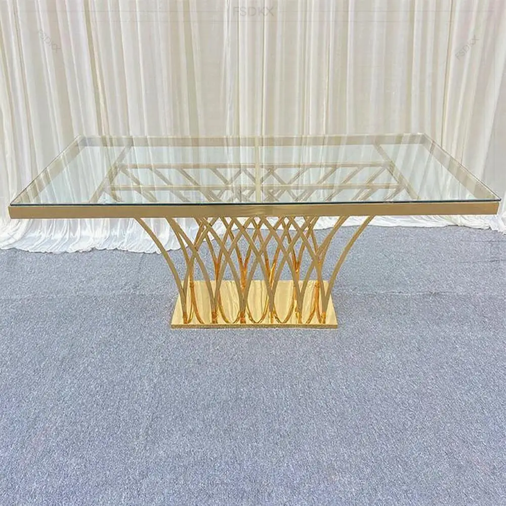 

Modern Luxury Gold Wedding Dining Table Stainless Steel Banquet Dining Table