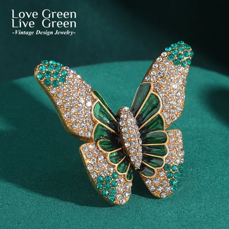 

52 мм большие зеленые винтажные кольца-бабочки со стразами, подвески, роскошные ювелирные изделия в Дубае, женские подарочные аксессуары на день матери, новинка 2023 года