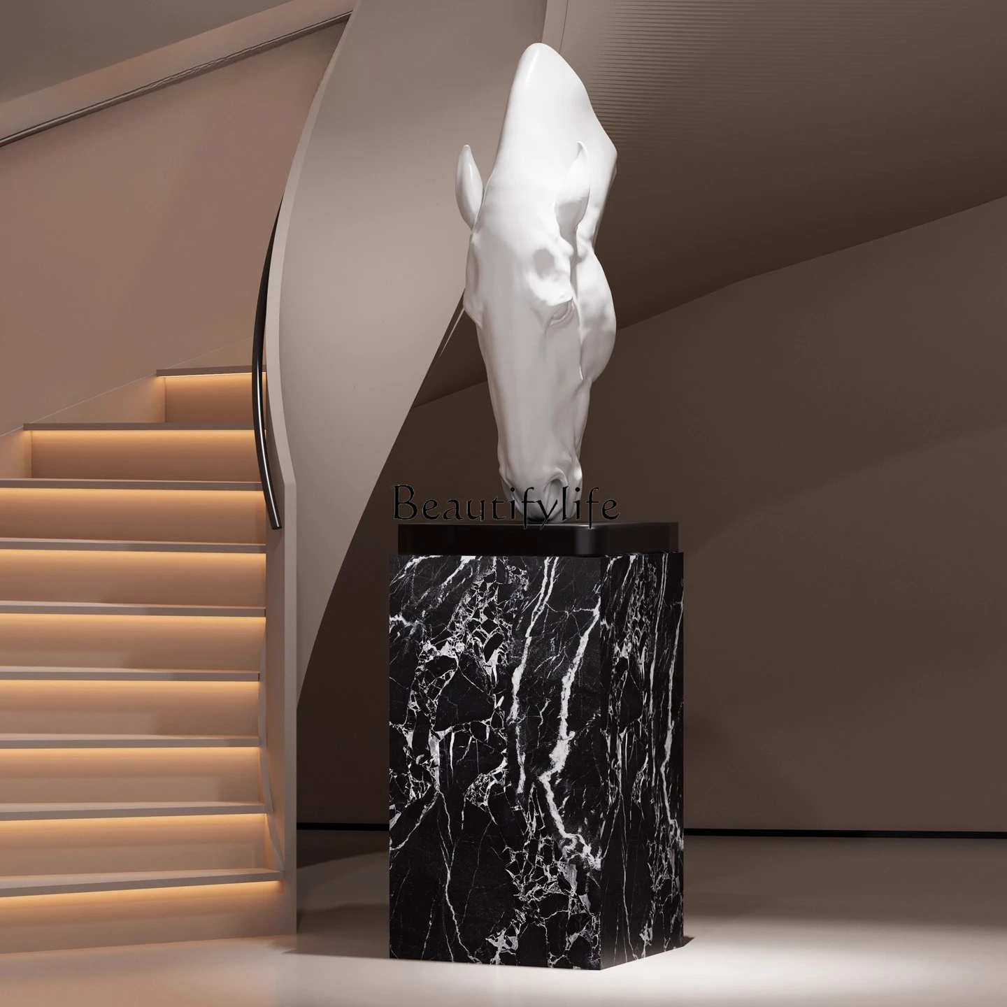 

Horse Head Sculpture Large Floor Ornament for Sales Office Lobby Clubhouse Villa Living Room Decoration