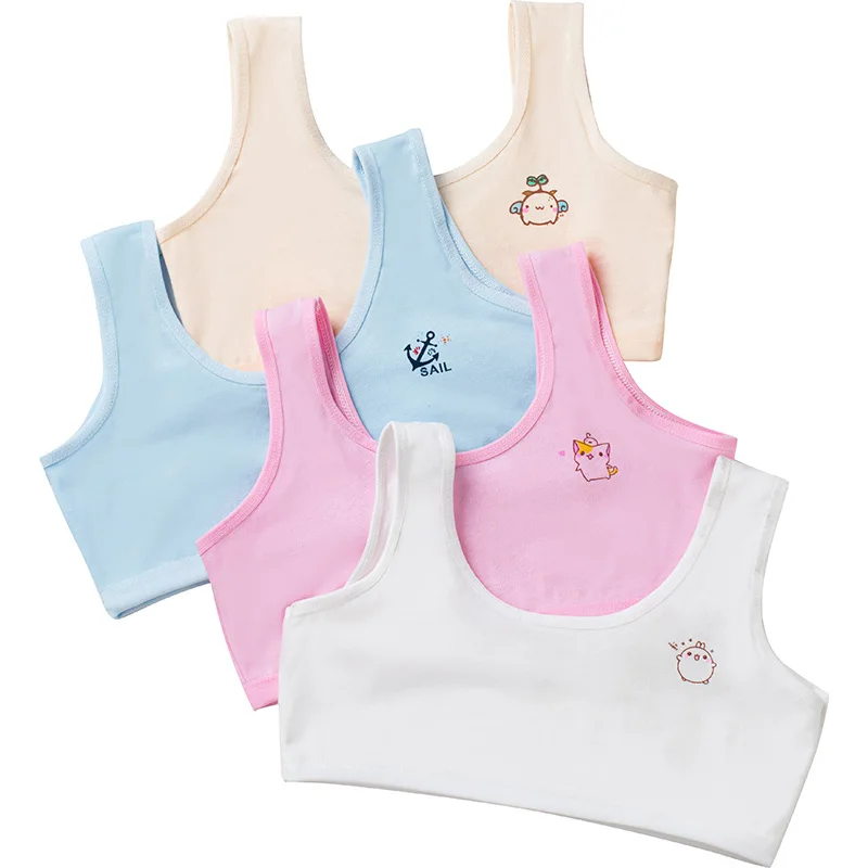 

4Pcs 7-15Y Cotton Children Training Bra Puberty Student Sports Bras Teen Girls Sling Vest Teenager Underwear Tube Top