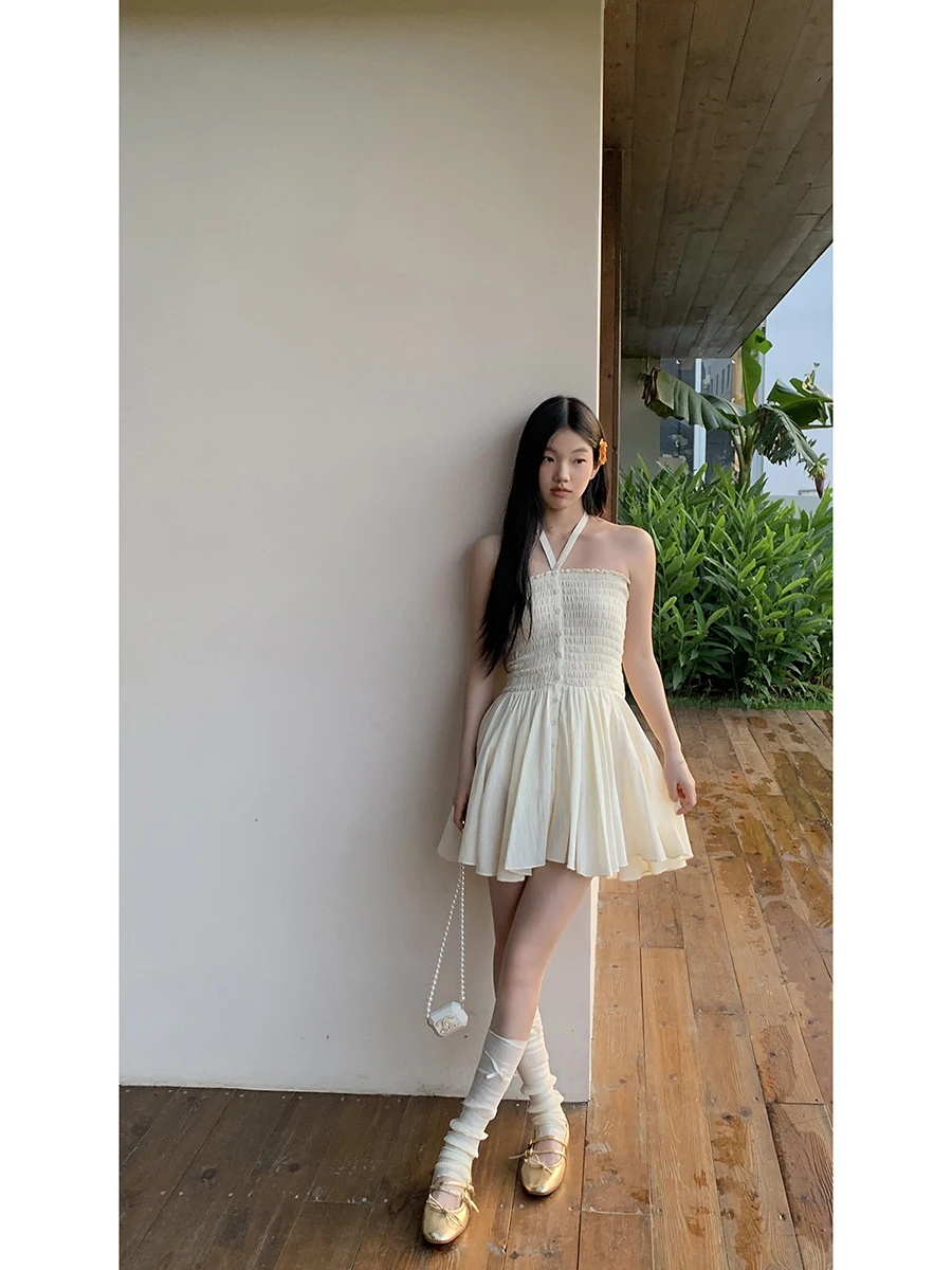 فستان نسائي صيفي جديد لعام 2025 من نادي المشاهير الأحمر، تصميم بدون حمالات مع رقبة معلقة، تنورة أنيقة بخصر مرتفع وقصة A-line ... #5