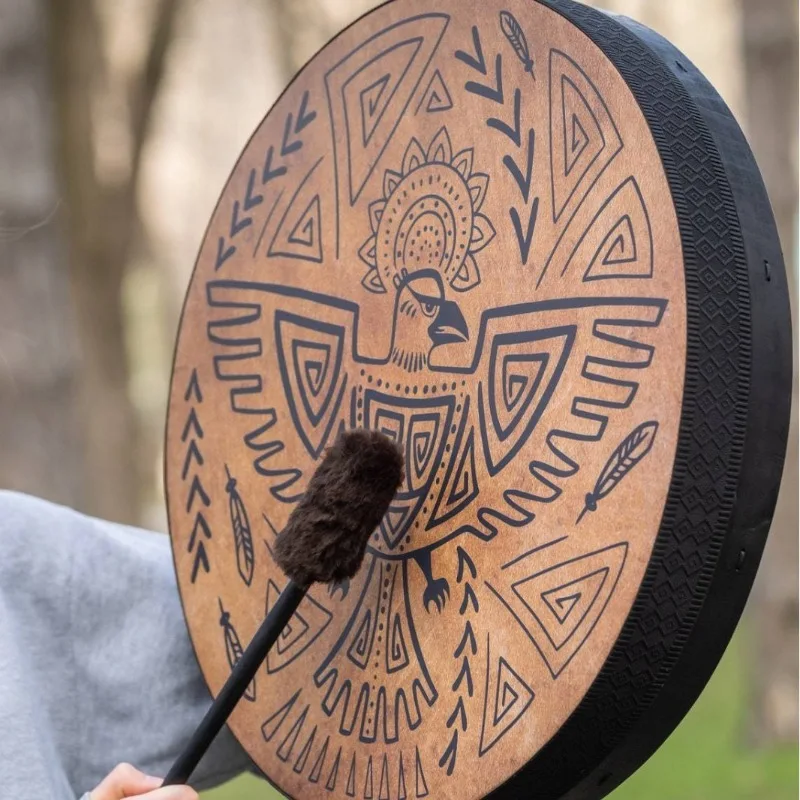 جلد الغنم الشاماني طبل 25 سنتيمتر الطيور نمط شامان طبل الكبار المهنية قرع الطبول الشامانية ممارسة الأدوات الموسيقية #2