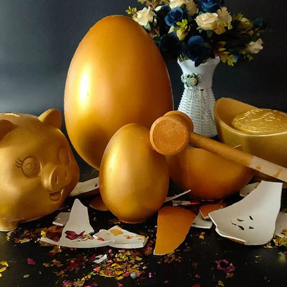 

6Pcs Golden Plaster Eggs Wedding Party Supplies Filling Egg Activity Props for Fun Games and Lotteries Party Golden Eggs