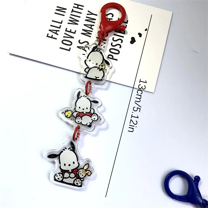 Cartoon Sanrio Anime Toys Doll Cute Pochacco Keychain Bag Acrylic Pendant Keyring Hanging Ornaments Girly Heart Accessories Gift