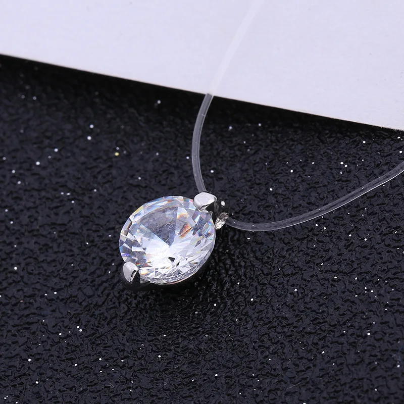 Fashion Mermaid Tear Clavicle Chain Transparent Rhinestone Necklace Fishing Line Choker