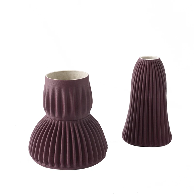 

American simple model house decorative vase light luxury high-end dining table Nordic ins style 3D printing ceramic flower ware