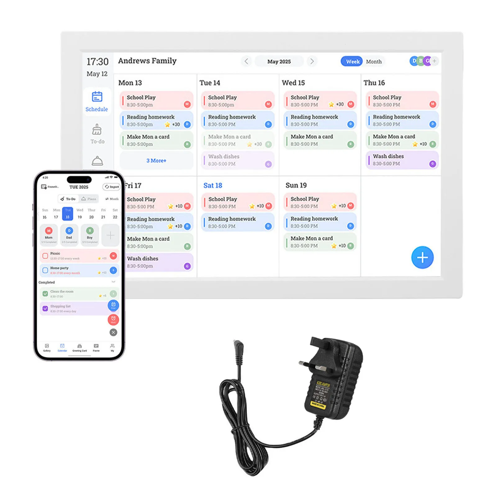 

【Flash】10.1 Inch Digital Calendar 1080P Interactive Touchscreen APP Control Smart Family Planner with Chore Chart Meal Planner
