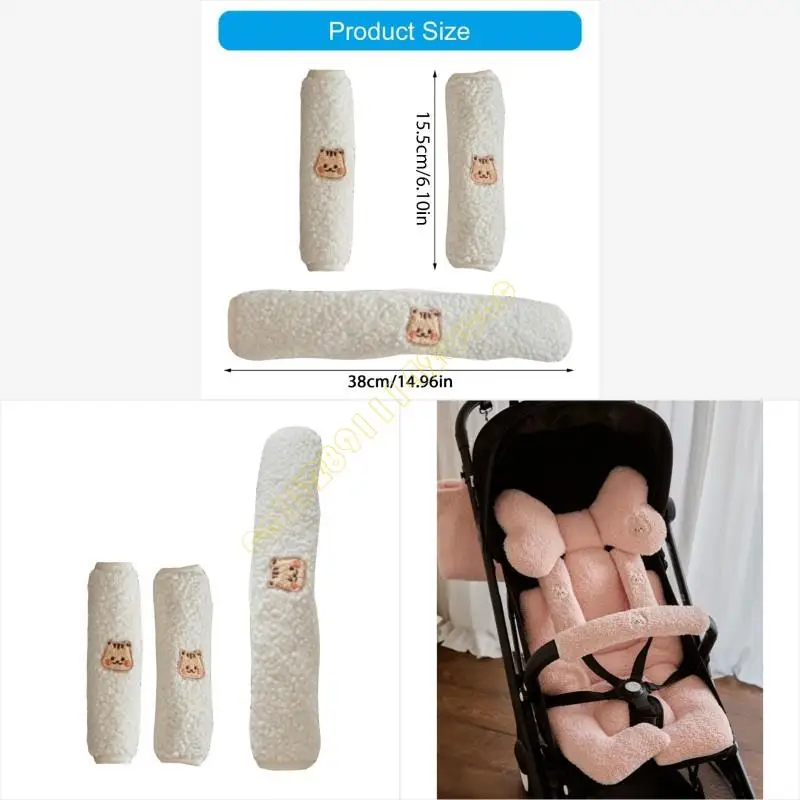 

3 Pieces Strollers Armrest Sleeve Set Cartoon Protectors for Most Baby Strollers DXAD