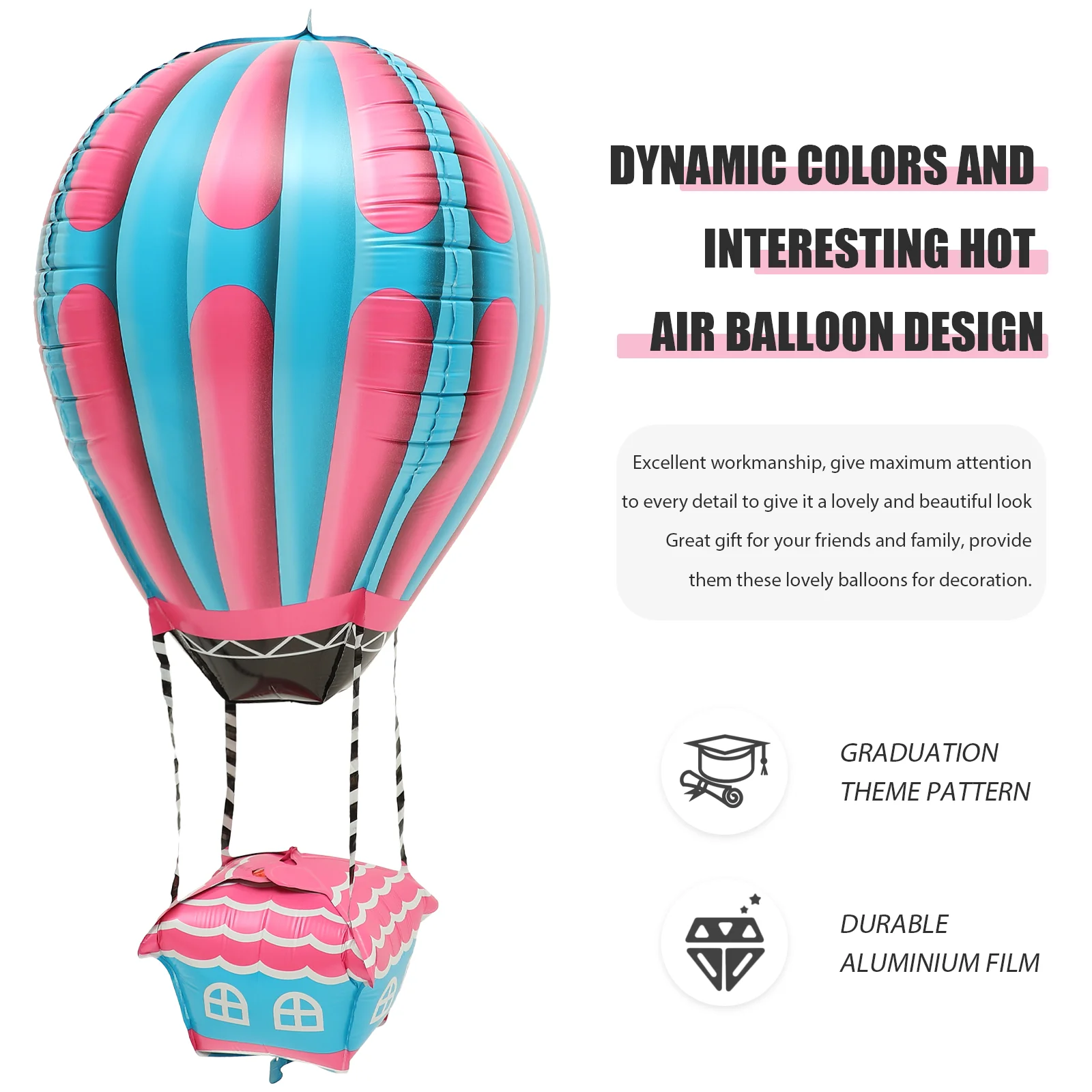 4 Pcs Hot Air Balloon Baby Shower Decorations Graduation Party Aluminum Foil Balloons Supplies Film Kids Birthday Festival