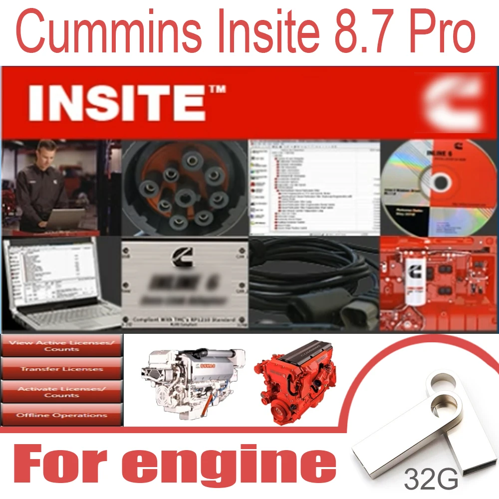 2024 Cum-mins In-site 8.7 Pro with keygen Engine Diagnostic Software Fault code Engine tests adjustment Support Multi-Language