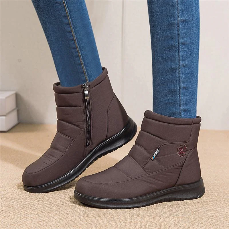 Bottes de neige imperméables pour femmes, chaussures en fourrure, bottes à plateforme avec fermeture éclair, bottes de rinçage douces, bottes en peluche pour femmes, chaussures d'hiver