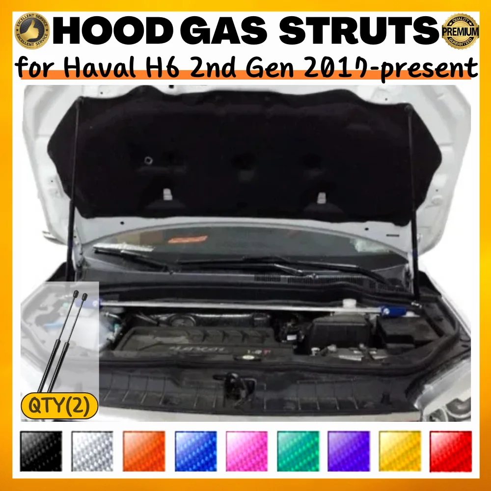 

Qty(2) Hood Struts for Haval H6 2nd Gen 2017-present Front Bonnet Modify Gas Springs Shock Absorbers Lift Supports Dampers