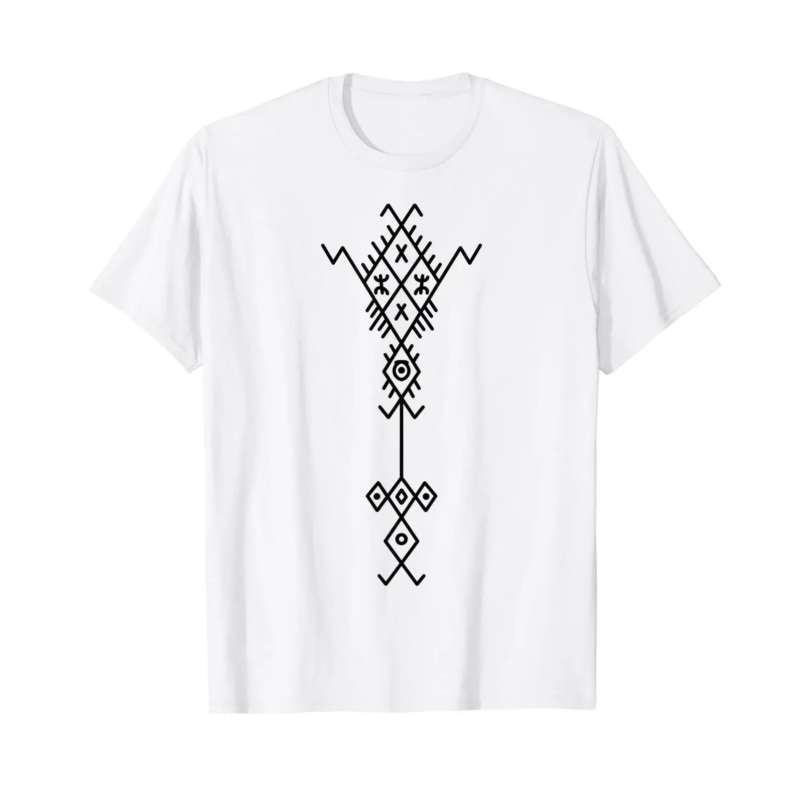 Amazigh Motivs Berbers Moroccan Algerian Tunisian Kabyle T Shirt White vintage Washed Stretched Top For Everyday Wear