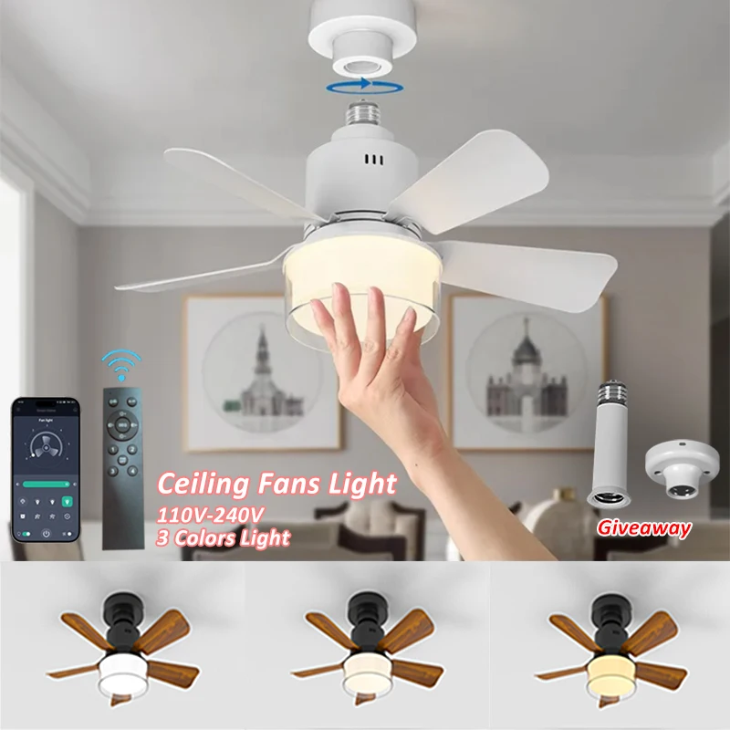 

Умный потолочный вентилятор, светодиодное освещение, вентиляторы E27, управление лампой через приложение с потолочными вентиляторами Bluetooth с бесшумным дизайном для украшения спальни