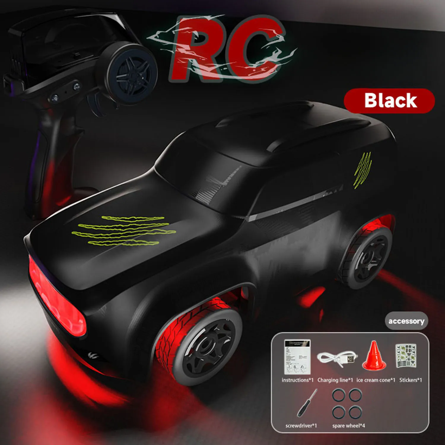 RC سيارة الانجراف الصغيرة 1/64 Q197 2.4Ghz التحكم عن بعد عالية السرعة الدفع الرباعي نموذج سيارة RTR بطارية أضواء ملونة لعبة سطح المكتب