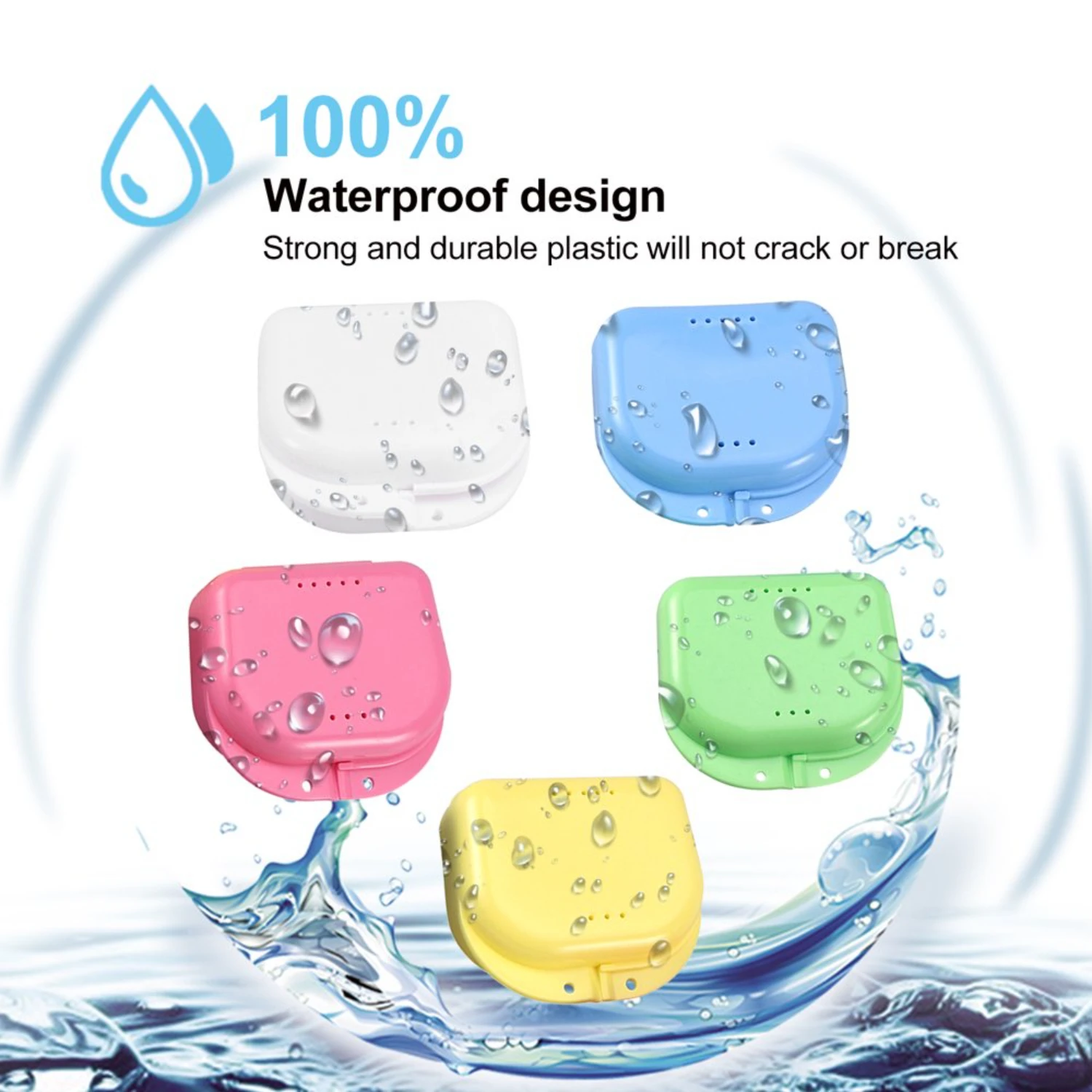 Denture Bath Case with Basket Holder for Travel and Cleaning