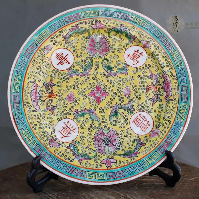 Китайская большая Пастельная керамическая тарелка в винтажном стиле 1920-х Wanshou Wujiang 10-дюймовые плоские тарелки Классическая коллекция фарфоровая посуда