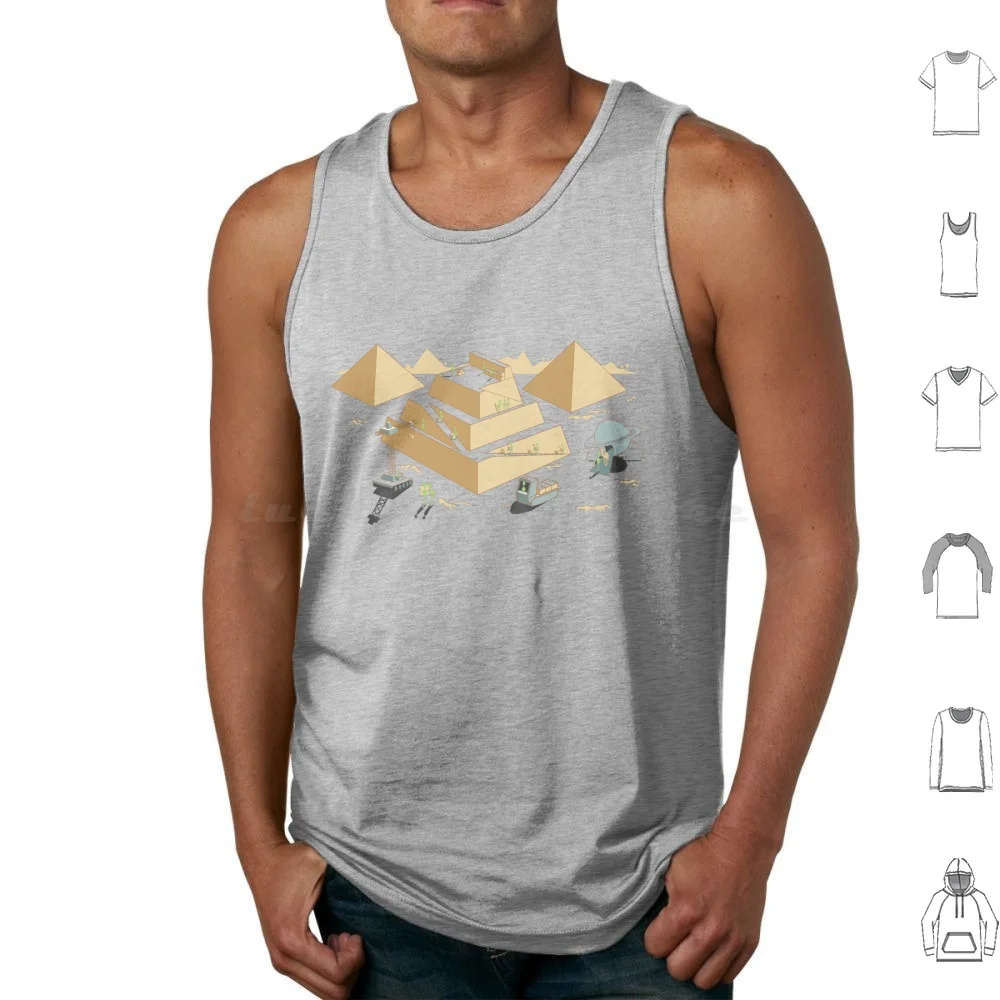 Pyramids Tank Tops Print Cotton Egypt Funny Mystery Pyramid Space Spaceship Ufo Geek Nerd Comedy