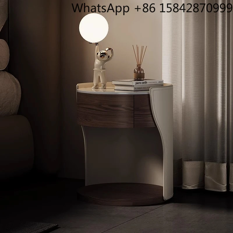 Small side bedroom leather art creative bedside cabinet