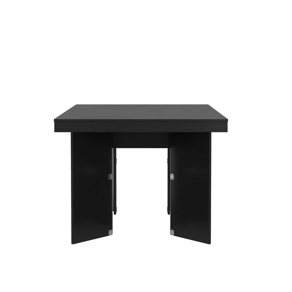 78.8 بوصة، مكتب كمبيوتر كبير مستطيل من الخشب الأسود بدون درج، مكتب كتابة مع أرجل سميكة على شكل فراشة لسطح المكتب