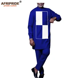 2019 Set tradizionale da uomo 2 pezzi Dashiki africano Outfit cappotti pantaloni Ankara tuta taglie forti capispalla af7 A1916036