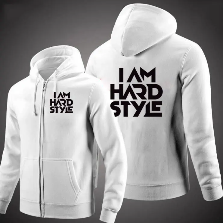 ربيع الخريف الرجال امرأة أنا Hardstyle مطبوعة سترة سستة شارع العليا طويلة الأكمام عارضة الرياضة الرجال مقنعين هوديس