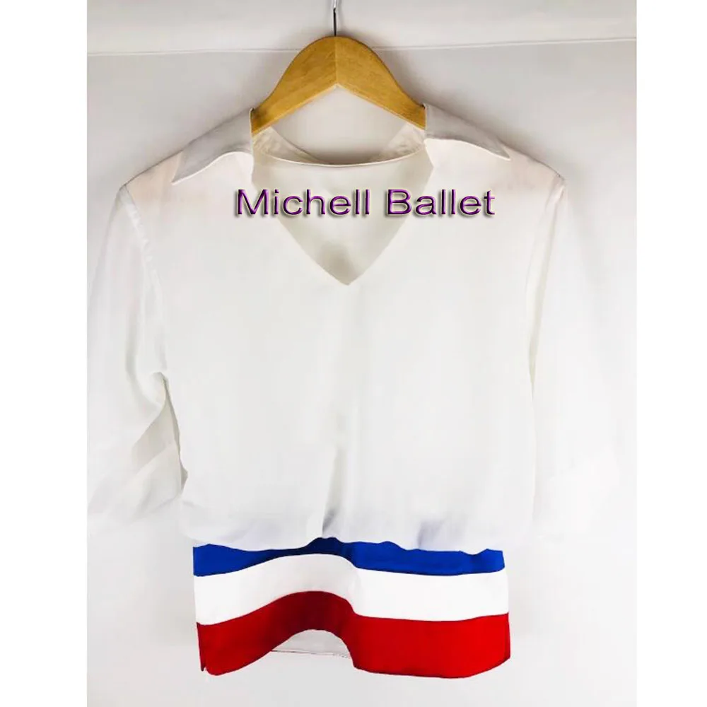 

Paris Flame Variations White Ballet Jacket Top,Red White Blue Decoration Boys' Competition Balet Dance Jackets