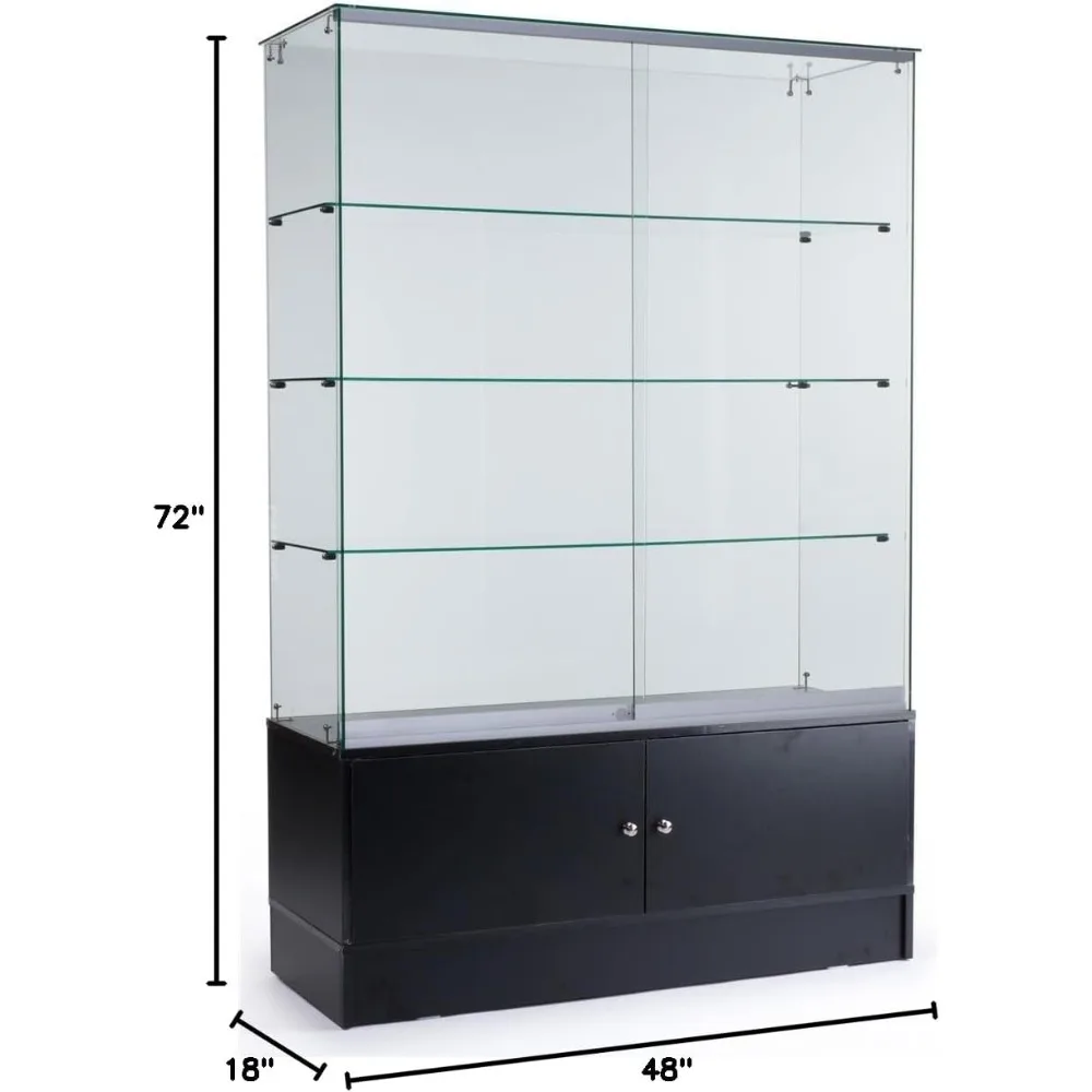 Glass Display Cabinet with 3 Glass Shelves Display Cabinets Sliding Doors Displays Cabinet