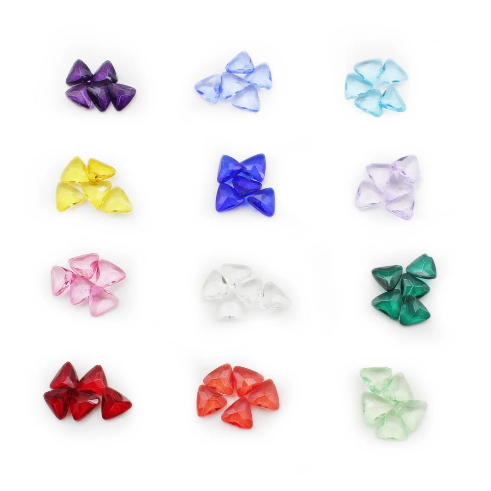 60pcs/lot 12 Color Rriangle Birthstone Constellation 8mm/0.31in Glass Stone DIY Party Jewelry Accessory