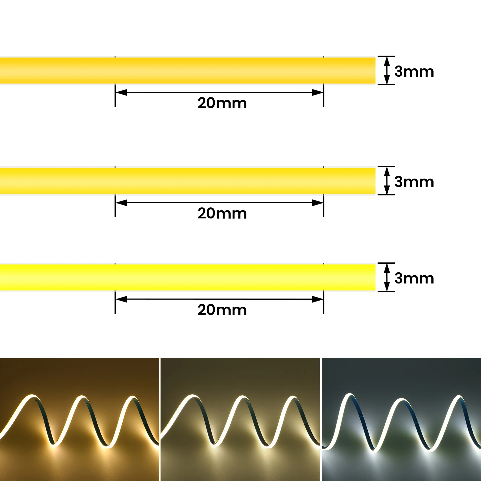 12V 24V COB LED-strip 3 mm ultradunne hoge dichtheid 384 leds / m FOB COB LED-tape licht warm natuurlijk koud wit flexibel lint touw