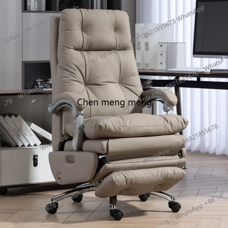 Leather Electric Boss Chair Lifting Ergonomic Computer Chair Sitting Comfortable Business Recumbent Office Chair