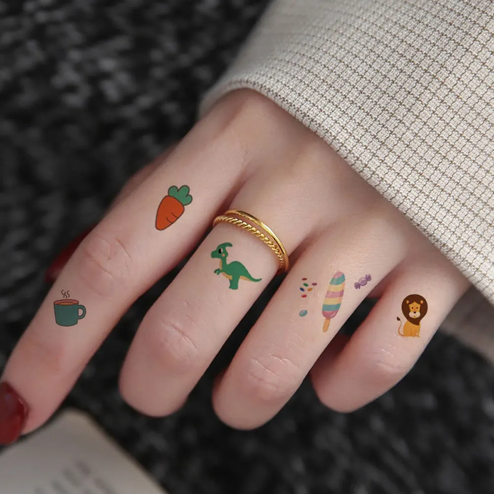 30 Adesivos Temporários de Tatuagem à Prova d'Água: Unicórnio, Sereia, Carro, Frutas e Desenhos Animados para Mãos e Corpo - Tatuagens Falsas
