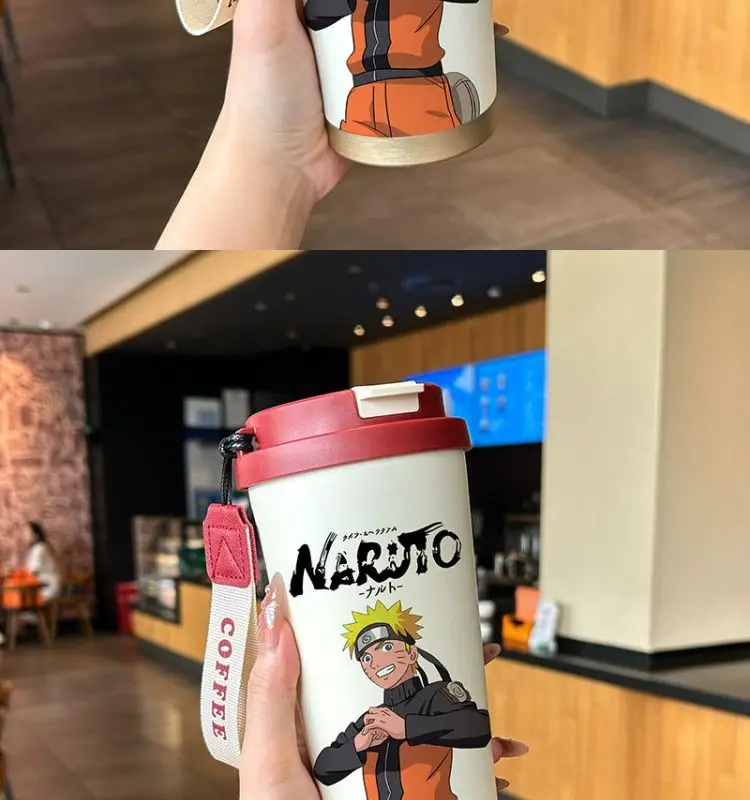 Naruto Uzumaki, Sasuke Uchiha, Sakura Haruno – Anime-Motiv, Edelstahl-Wasserflasche, tragbar, großes Fassungsvermögen, Becher mit Strohhalm. – Detail 11