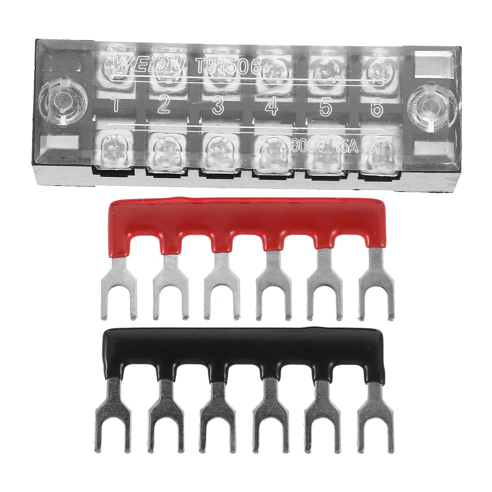 5セットのネジ式端子台-600v-5a-6ポジション-事前絶縁二列バリアストリップ-機械電源-鉄道造船用